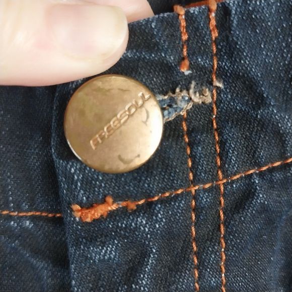 FREESOUL Funamentals Sake Jeans Straight Leg Low Rise W26 L33 Dark Blue Denim - Picture 3 of 15